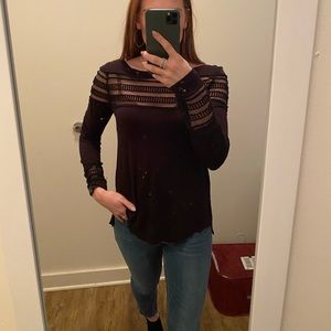 Free People Black Detailed top